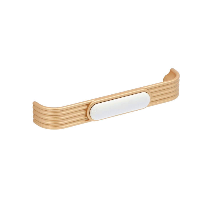 Art Deco Satin Brass & White Ceramic Cabinet Pulls