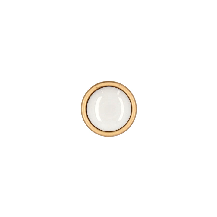 Satin Brass & White Ceramic Round Cabinet Knob – Italian Art Deco Hardware