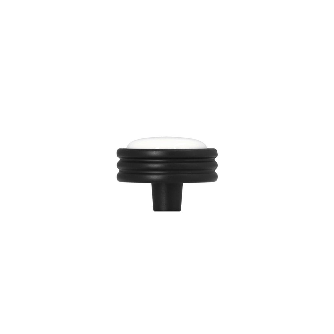 Round Art Deco Black & White Ceramic Cabinet Knob | HH030