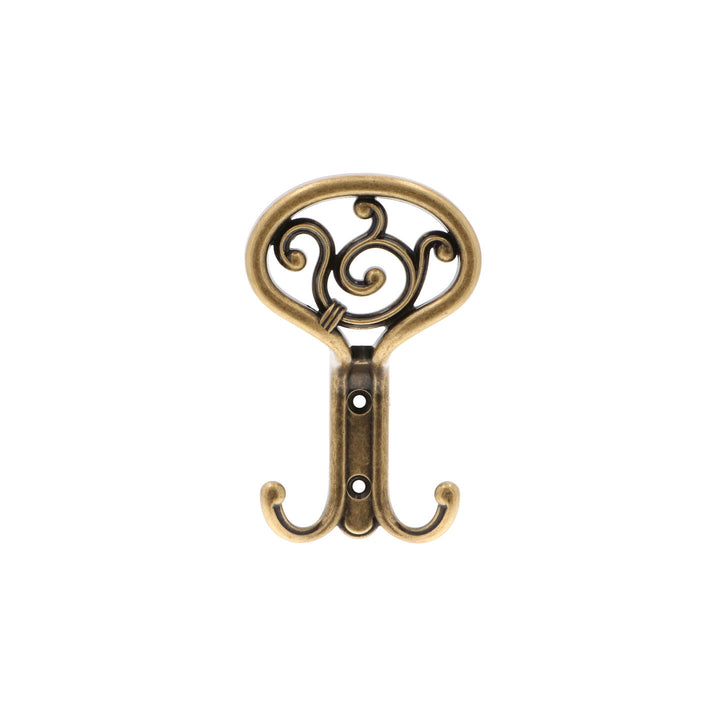 Antique Brass French Wall Hook – Vintage Farmhouse Double Hook