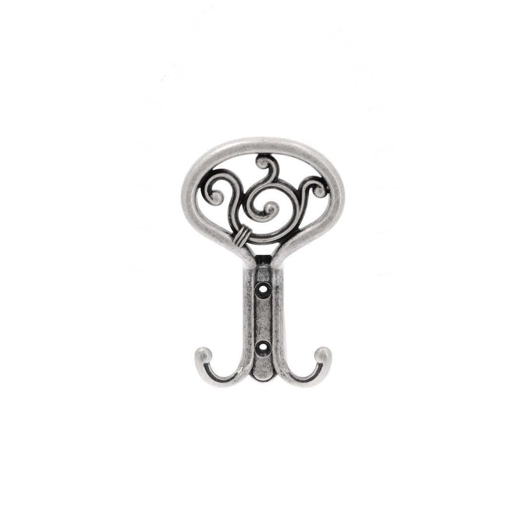 Antique Silver French Wall Hook – Vintage Farmhouse Double Hook