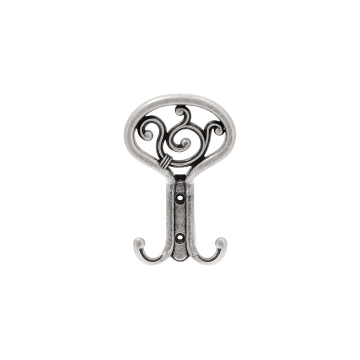 Antique Silver French Wall Hook – Vintage Farmhouse Double Hook