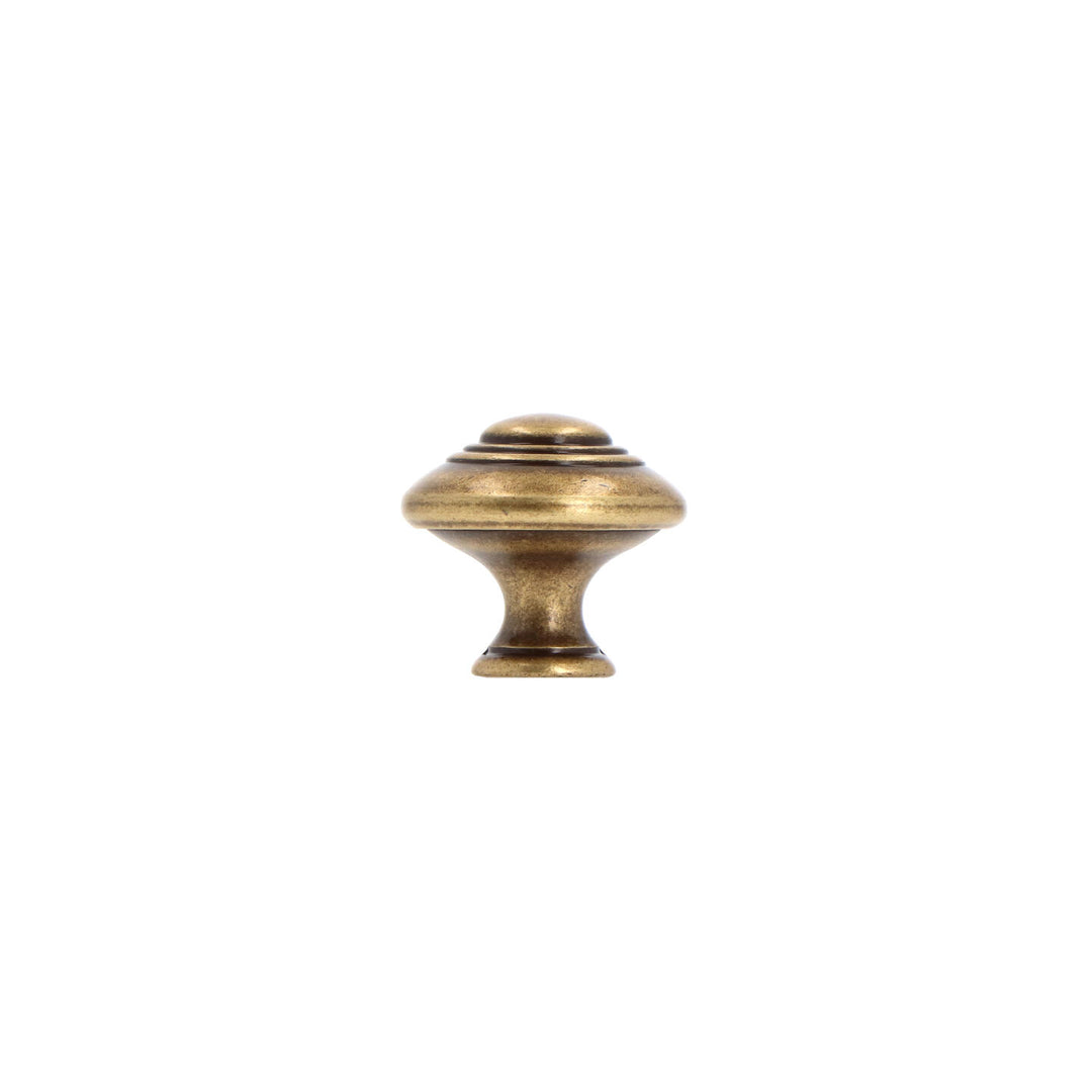 Round Cabinet Knob – Victorian Antique Brass with Vintage Patina | HH119
