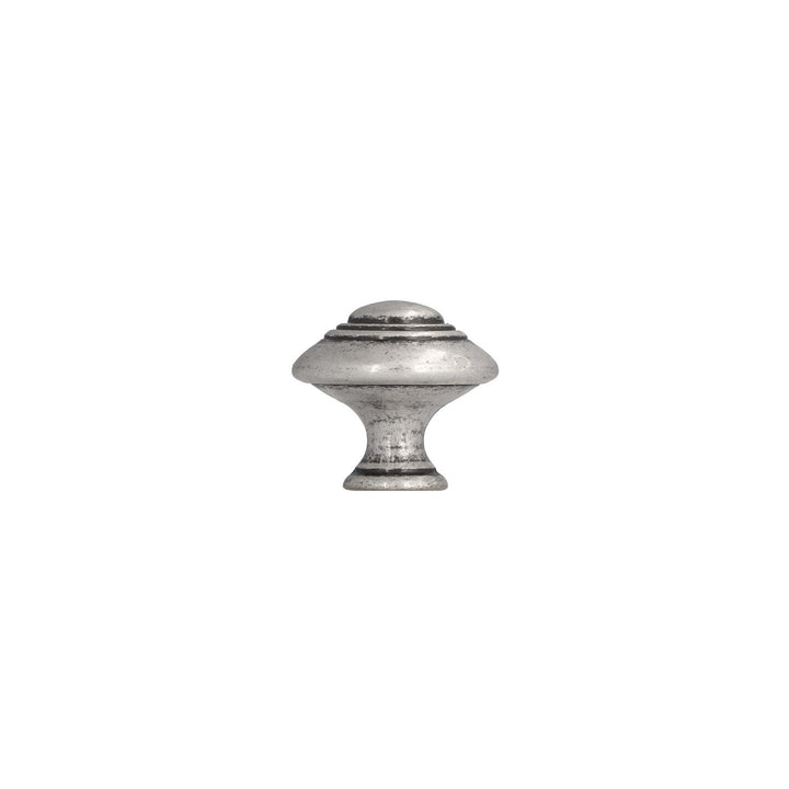 Round Cabinet Knob – Victorian Antique Silver with Vintage Patina | HH120