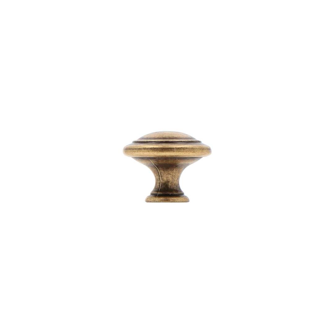Round Cabinet Knob – Victorian Antique Brass with Vintage Patina | HH129