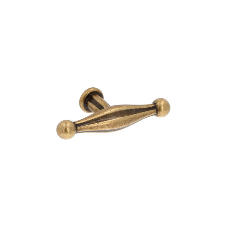 T-Bar Cabinet Knob – Antique Brass with Vintage Patina | HH136