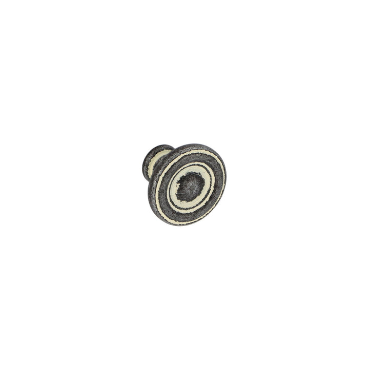 Round Cabinet Knob – Antique Black with Rustic Ivory