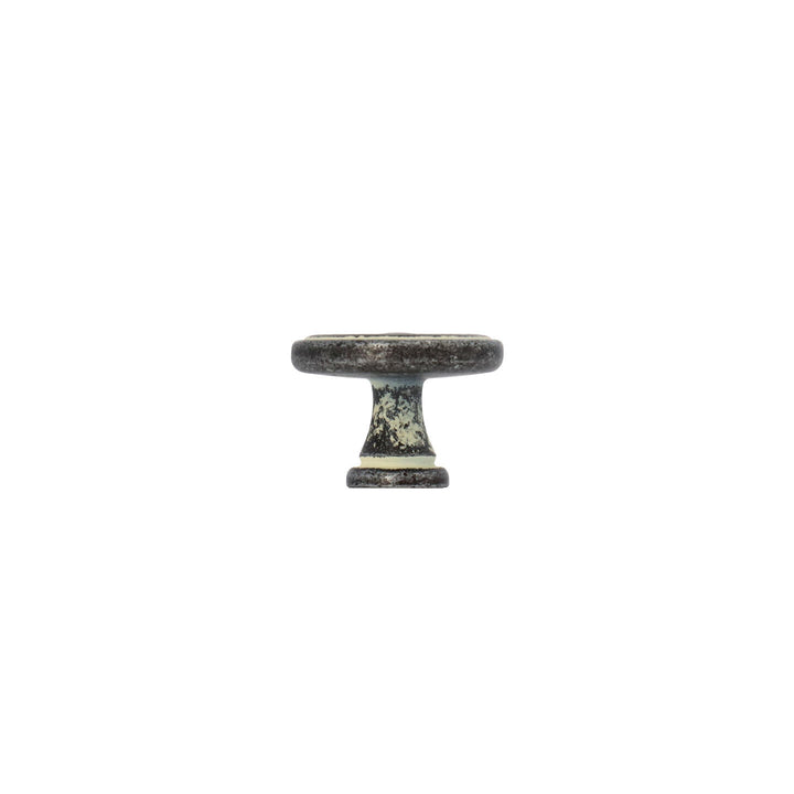 Round Cabinet Knob – Antique Black with Rustic Ivory | HH217