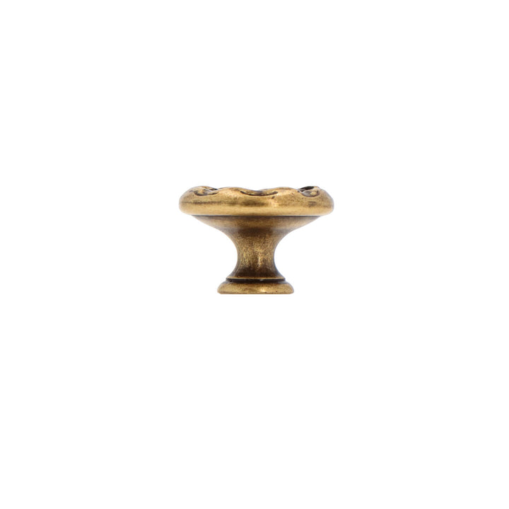 Round Cabinet Knob – Victorian Antique Brass with Vintage Patina | HH219