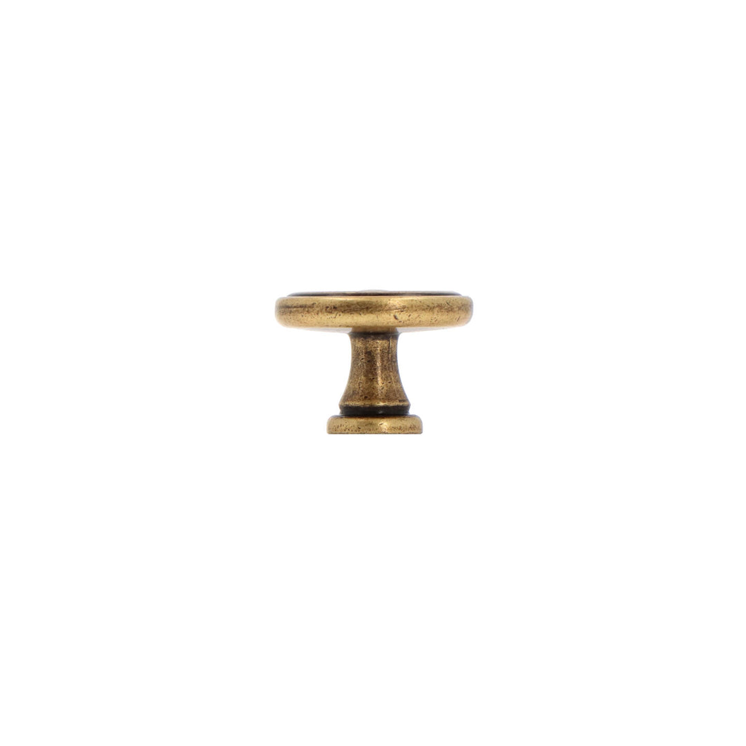 Round Cabinet Knob – Antique Brass with Vintage Patina | HH297