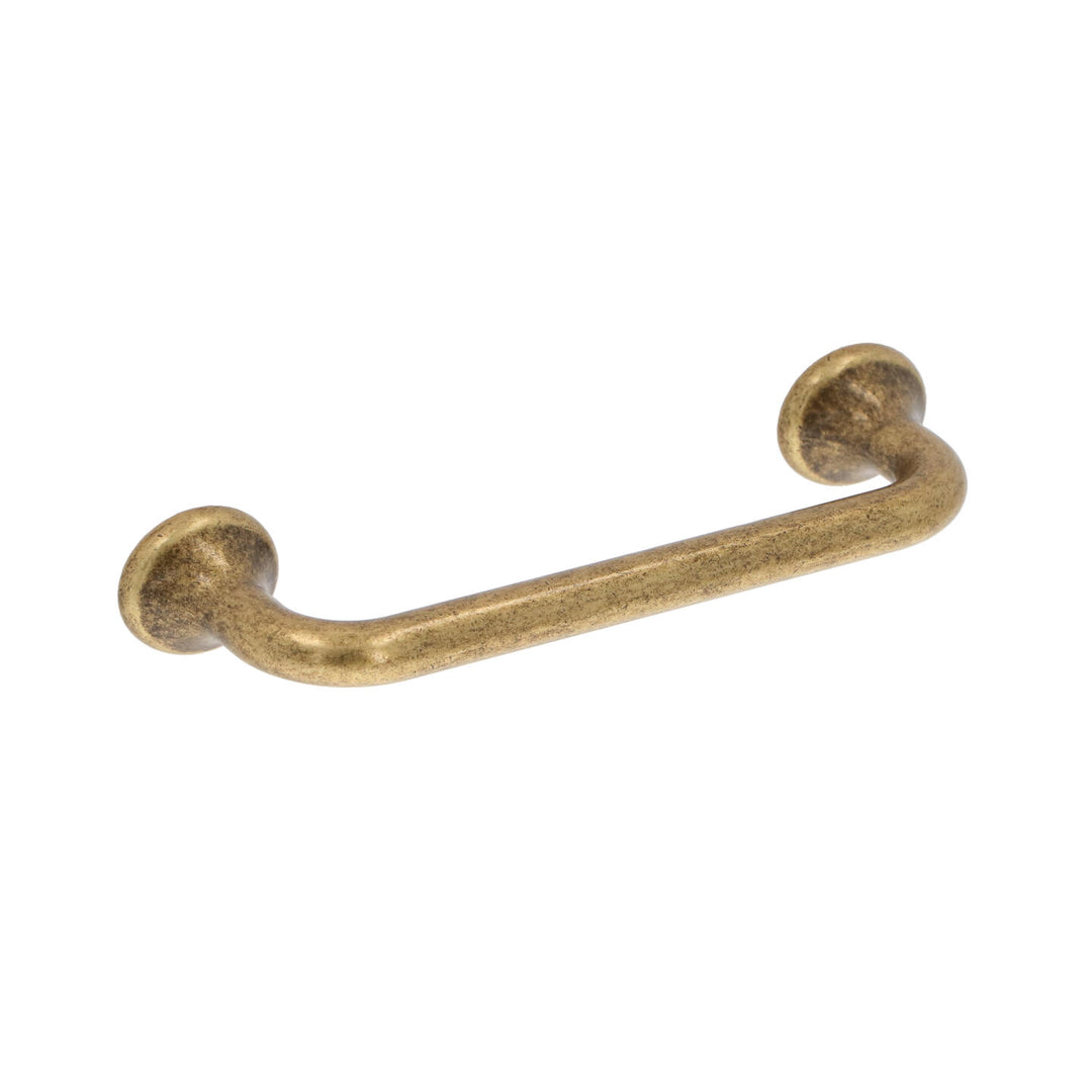 Antique Brass farmhouse cabinet handle, Italian-made, 3-3/4", 5", 6-5/16" center-to-center, vintage patina
