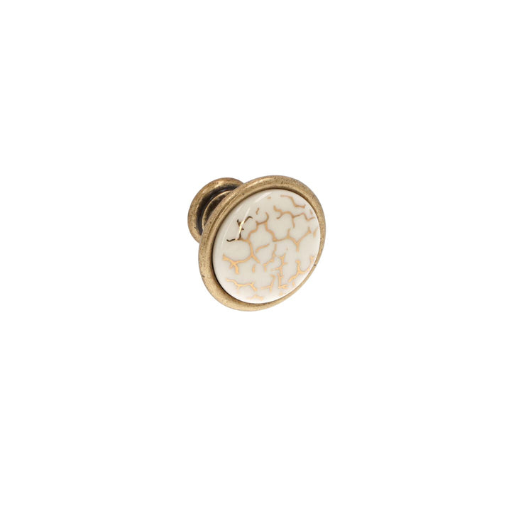 Ceramic Cabinet Knob – Antique Brass French Country | HH424