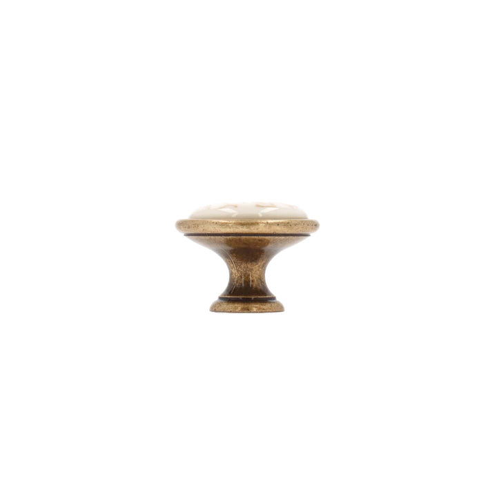 Ceramic Cabinet Knob – Antique Brass French Country | HH424