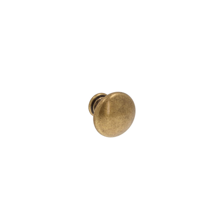 Small Round Cabinet Knob – Antique Brass with Vintage Patina | HH667