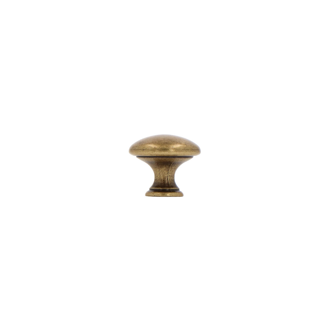 Small Round Cabinet Knob – Antique Brass with Vintage Patina | HH667