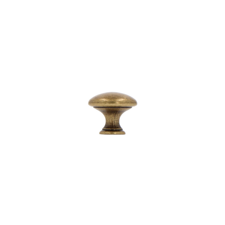 Small Round Cabinet Knob – Antique Brass with Vintage Patina | HH667