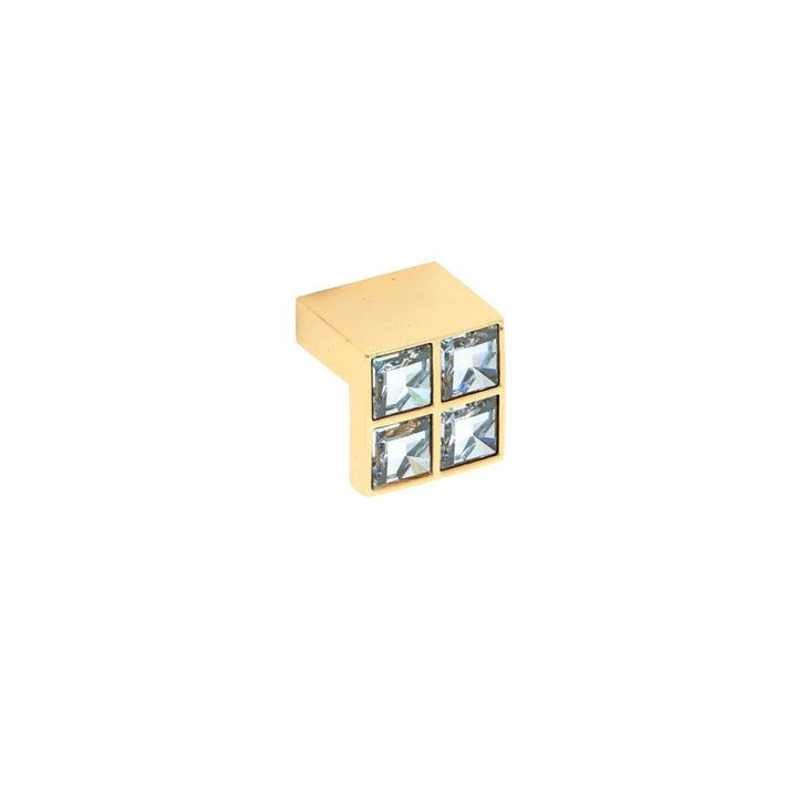 Swarovski Crystal Square Cabinet Knob – Polished Brass | HH705