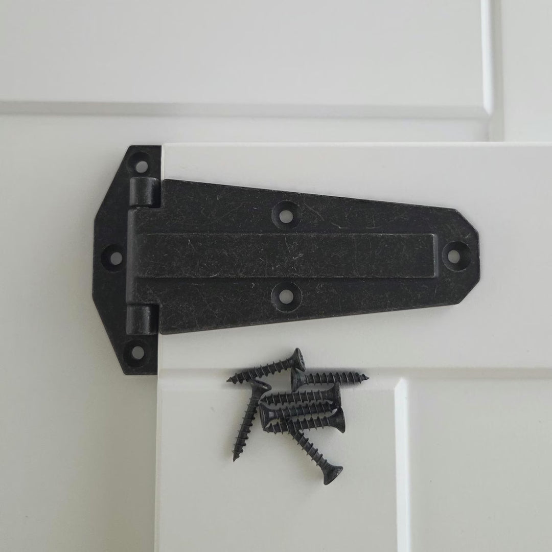Decorative Cabinet T-Hinge – 1" Offset – Vintage Black Iron