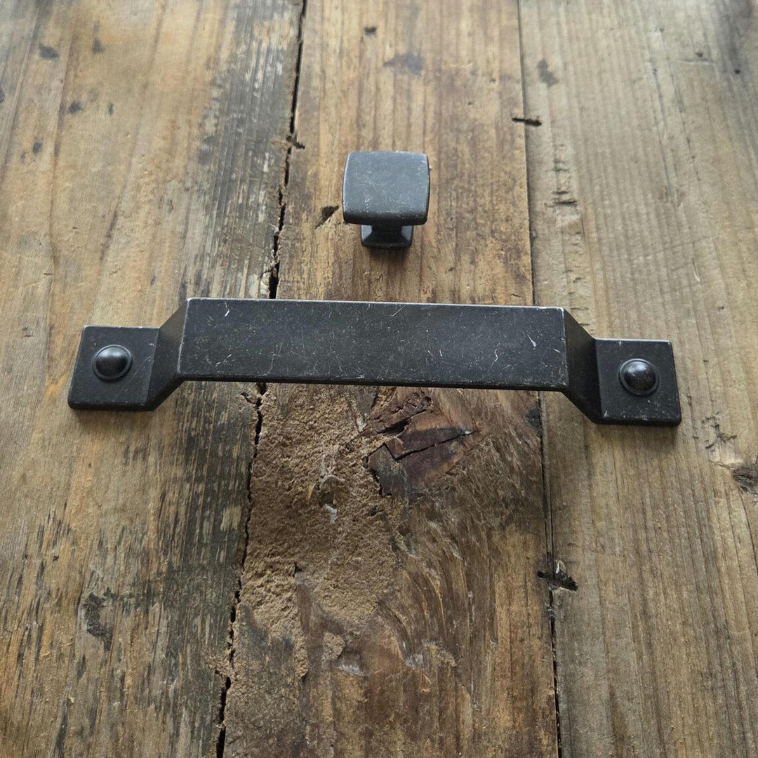Vintage Black Iron Farmhouse Drawer Pull – Rustic Cabinet Handle