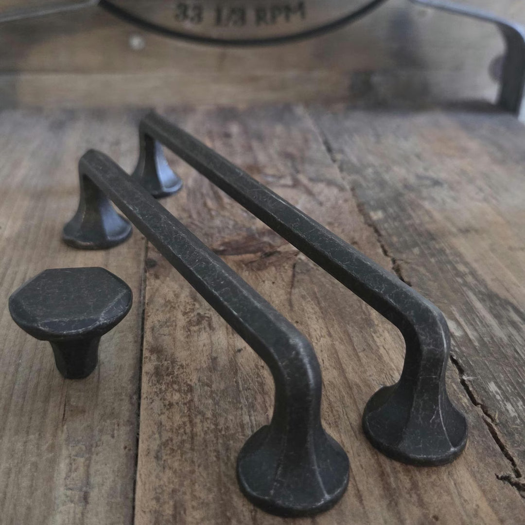 Vintage Black Iron Cabinet Pulls and Knob | Modern Farmhouse Hardware