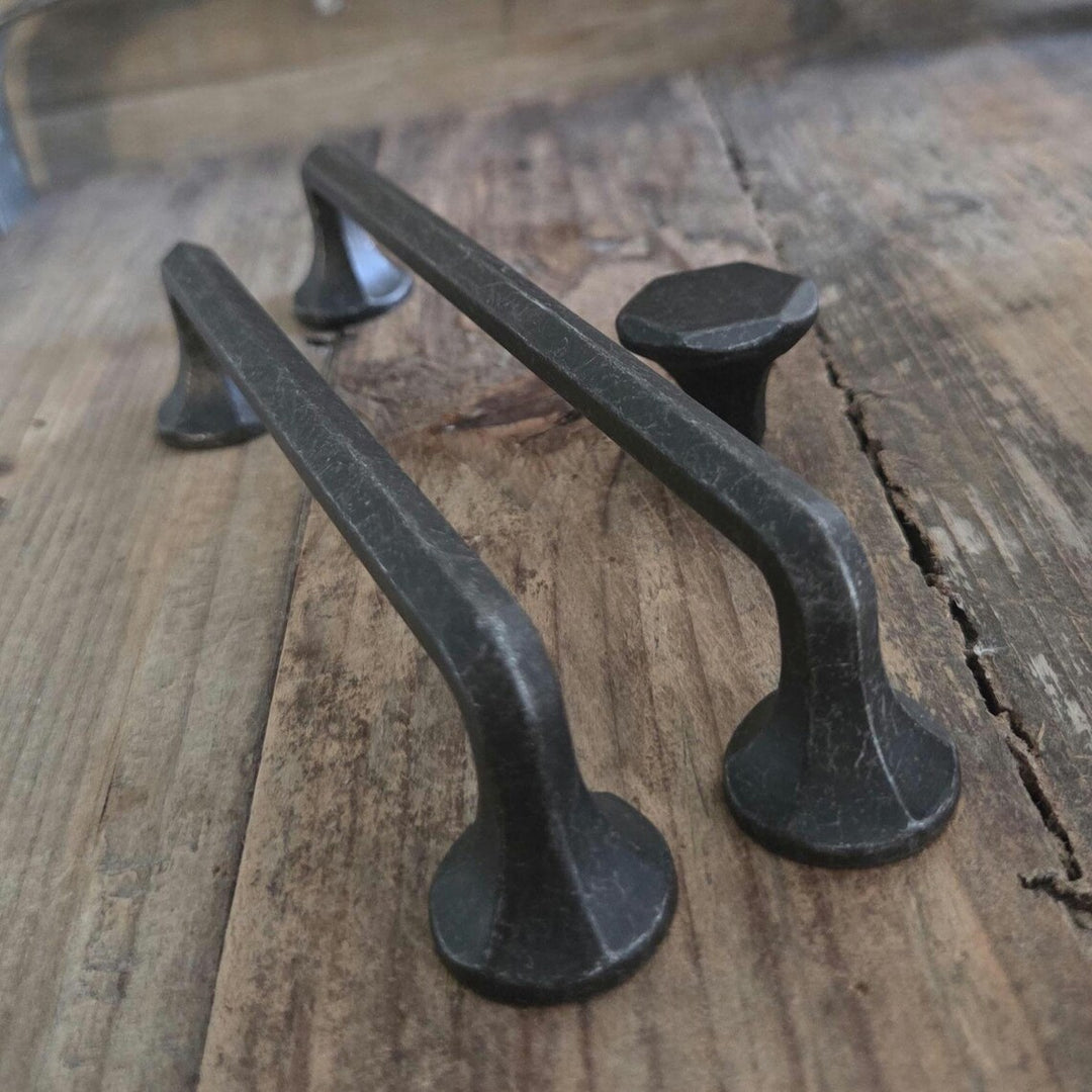 Vintage Black Iron Cabinet Pulls and Knob | Modern Farmhouse Hardware