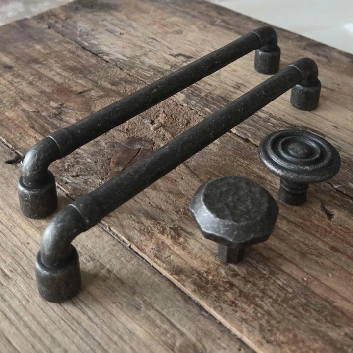 Rustic Black Iron Drawer Pulls | Farmhouse Cabinet Handles | Vintage Industrial Hardware
