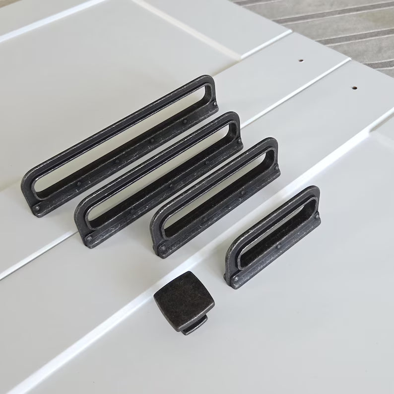 Vintage Black Iron Backplate Cabinet Handles – Farmhouse & Industrial Style