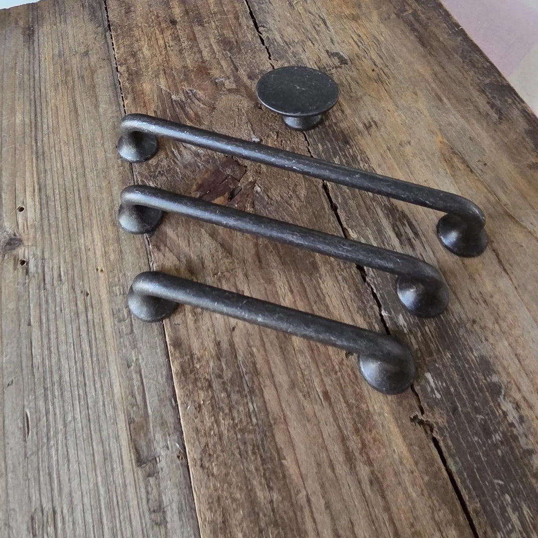 Vintage Black Iron Cabinet Pulls – Rustic Farmhouse Hardware