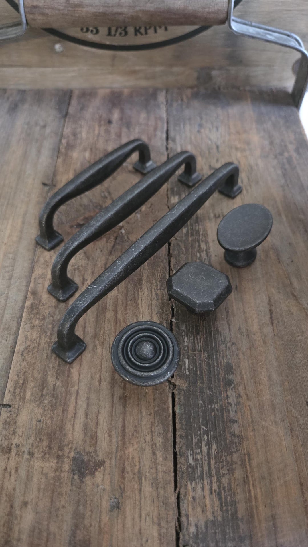 Vintage Black Iron Cabinet Pulls – Industrial Barn Door Style